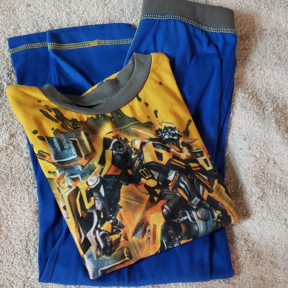 Boys Yellow and Blue Robot Graphic Pajama Set